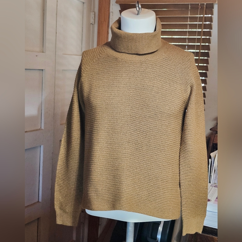 Kuhl Russet Brown Cowl Neck Long Sleeve Ribbed Knit Pullover In Women's Size S